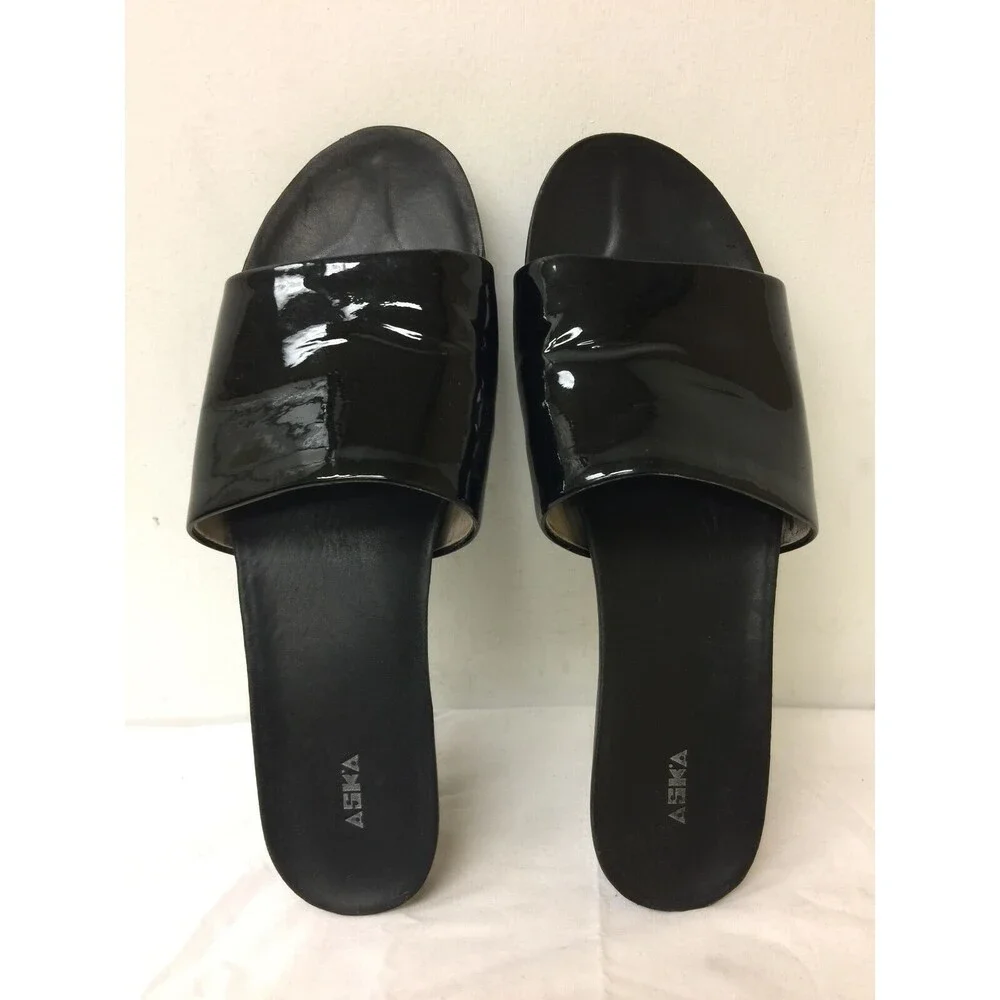 ASKA  Women Black flat sides sandals  size EUR 38